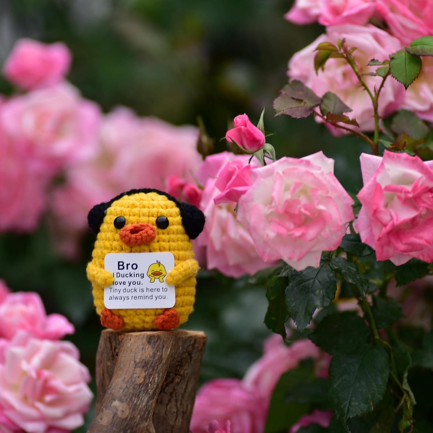 Pato de Ganchillo Hecho a Mano Qyqkfly - Apoyo Emocional 5x4x12 cm