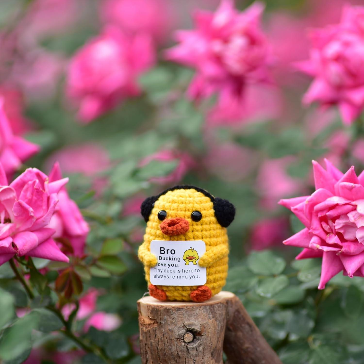 Pato de Ganchillo Hecho a Mano Qyqkfly - Apoyo Emocional 5x4x12 cm