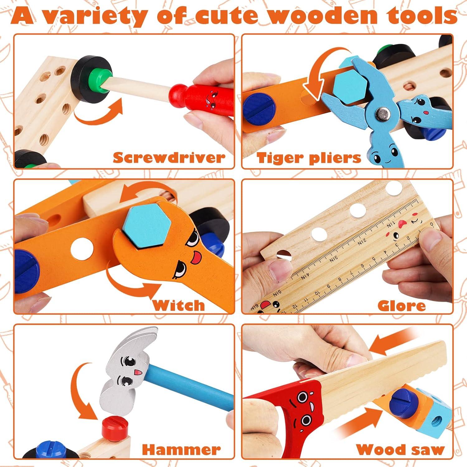 Juego de Herramientas de Madera WJZDY 47 Piezas para Niños