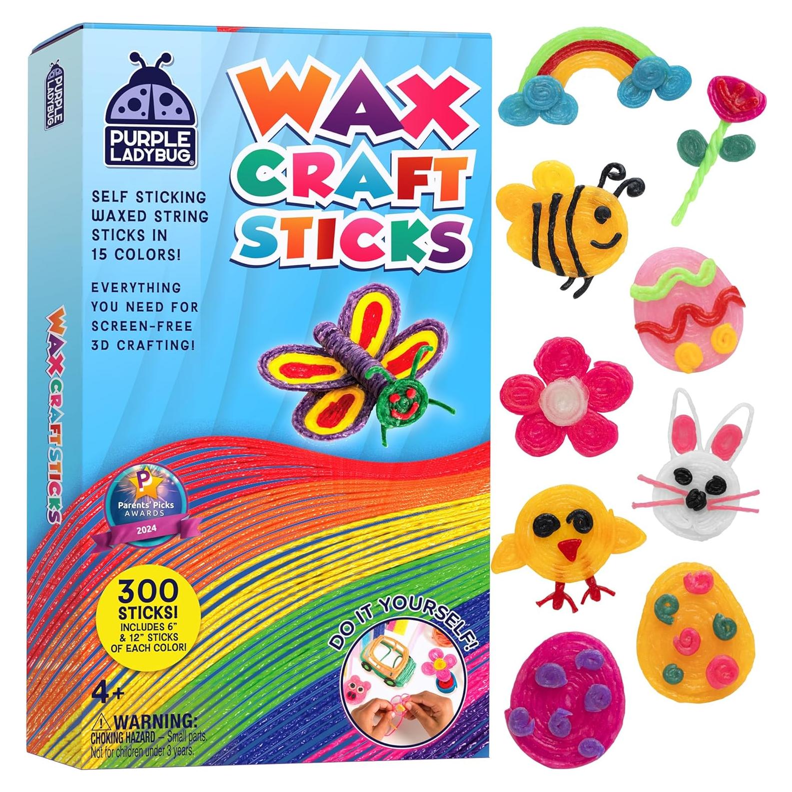 Palitos de Cera Flexibles GUSANO MORADO - 300 Piezas, 15 Colores