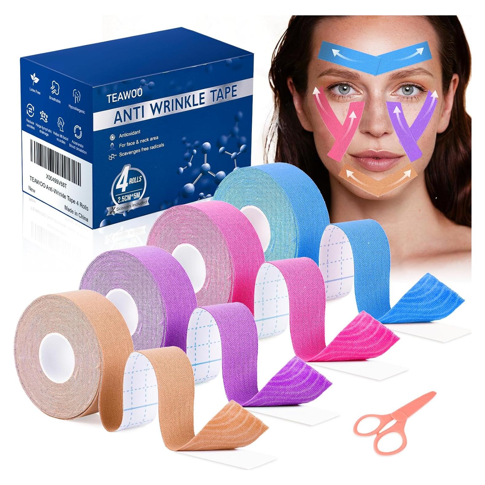 Cinta Facial Antienvejecimiento TEAWOO - 4 Colores, 11x8.3cm