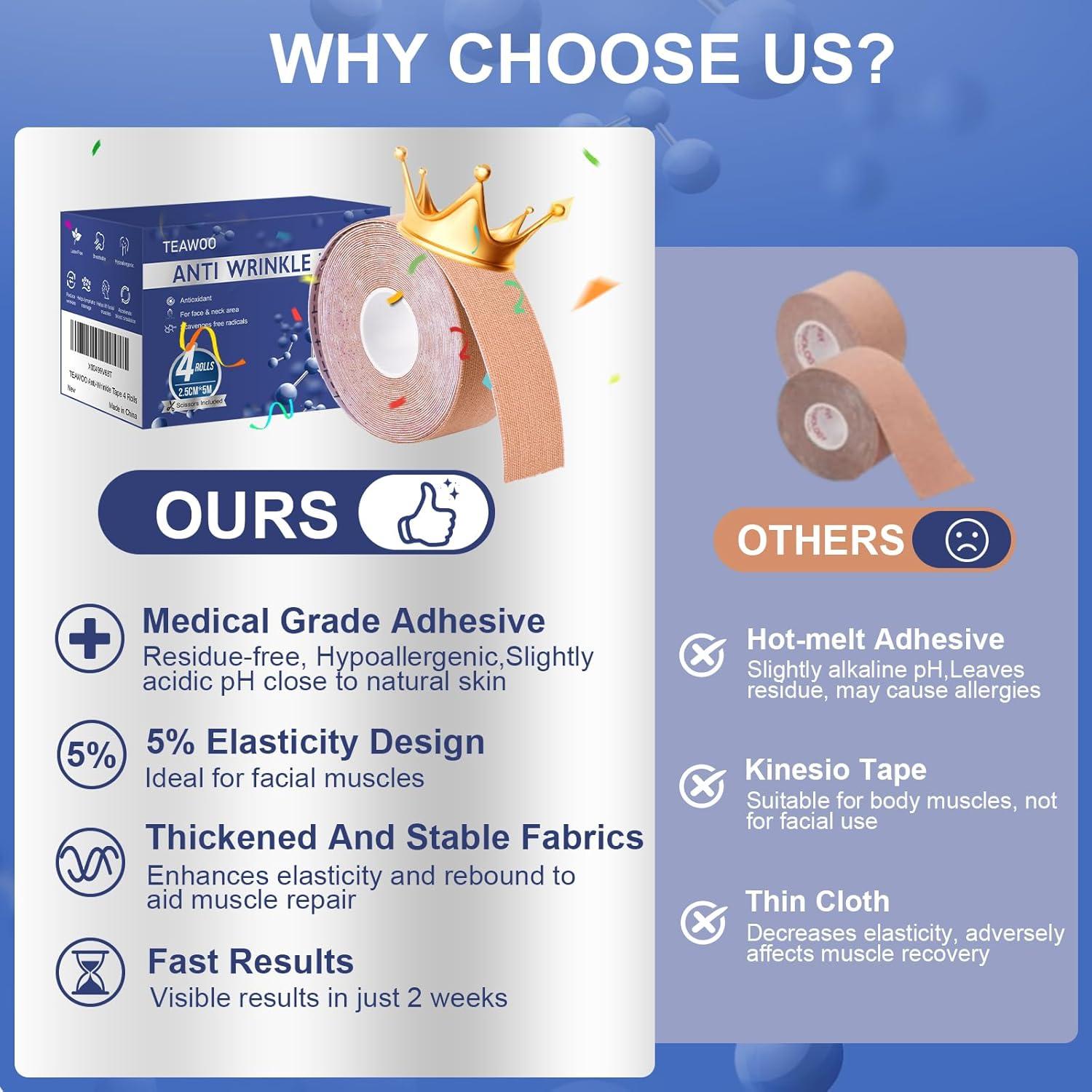 Cinta Facial Antienvejecimiento TEAWOO - 4 Colores, 11x8.3cm