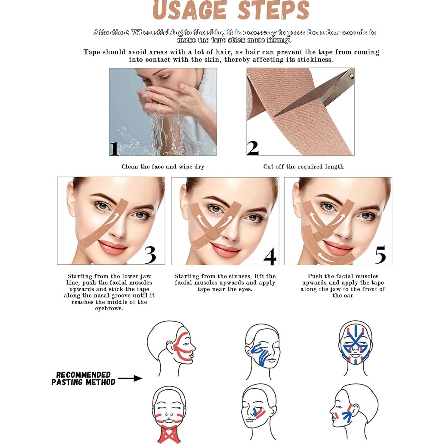 Cinta de Elevación Miofascial Facial Snmzlc 2 Rollos 2.5cm x 5m