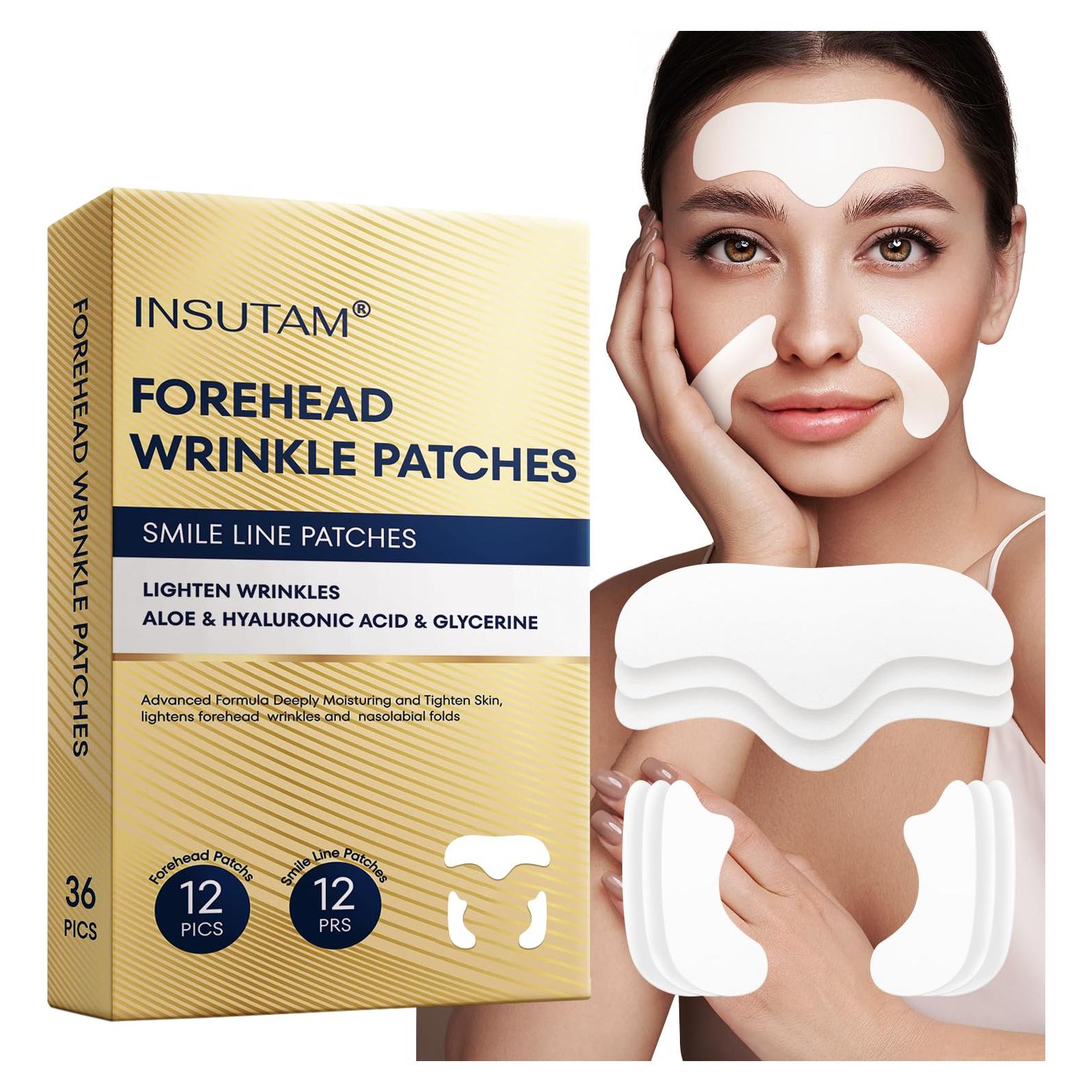 Parches Antiarrugas Insutam para Frente y Líneas de Sonrisa - 12 Piezas