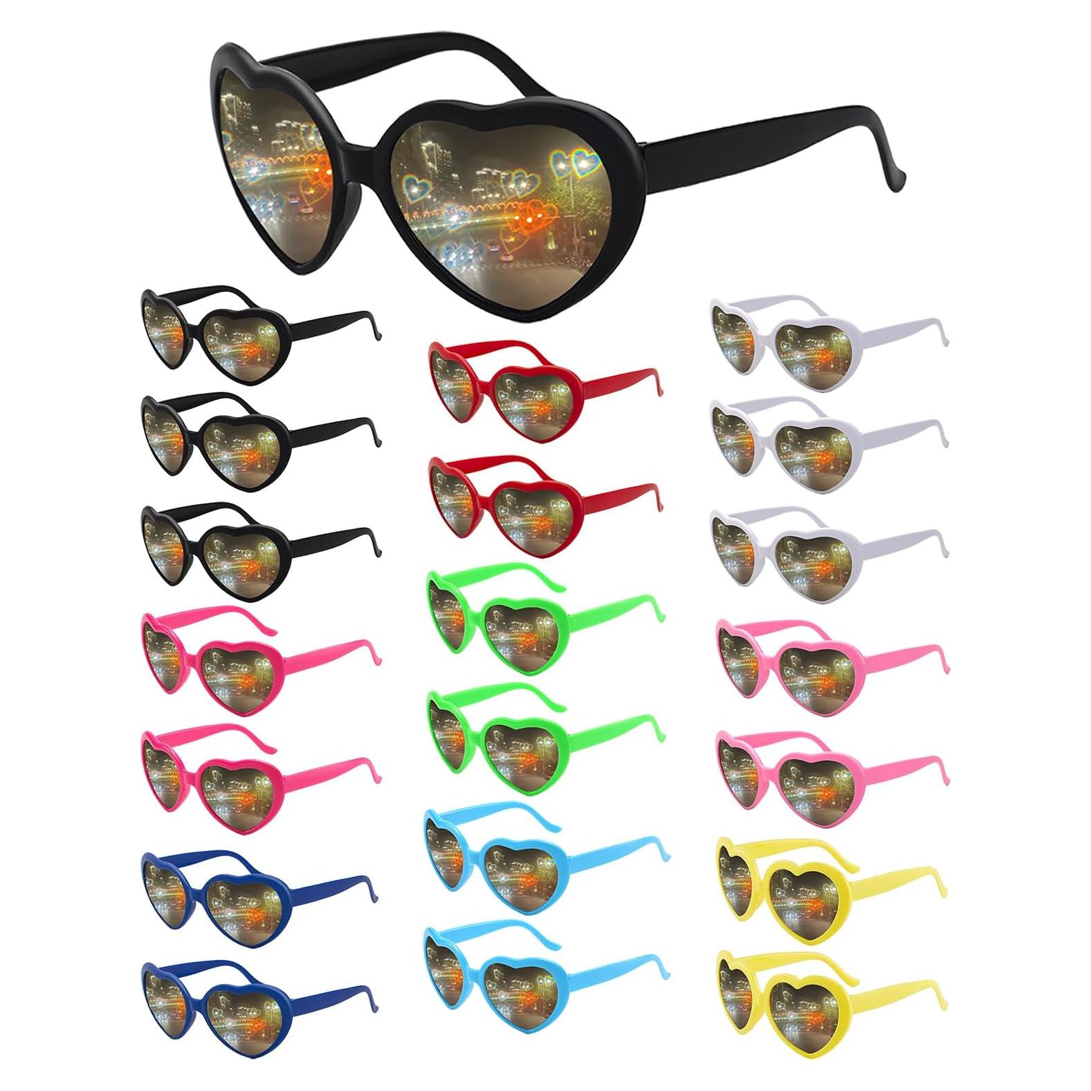 20 Pares de Gafas de Sol en Forma de Corazón UV400