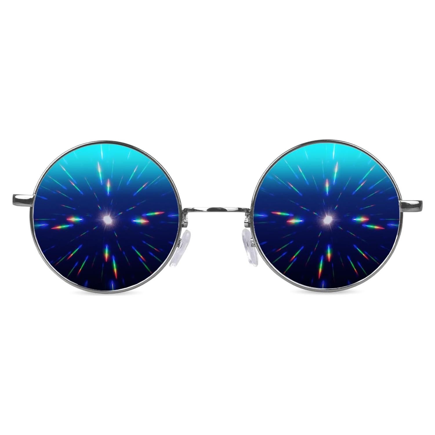 Gafas de Difracción GloFX Montura Redonda Espejo Azul 3D