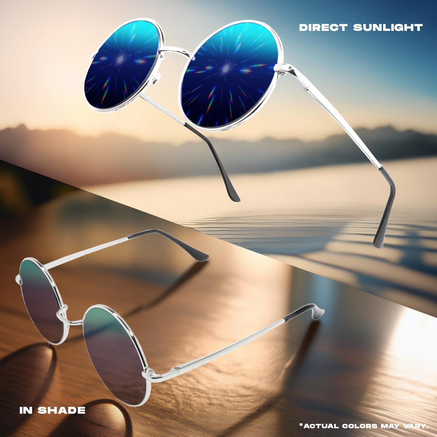 Gafas de Difracción GloFX Montura Redonda Espejo Azul 3D