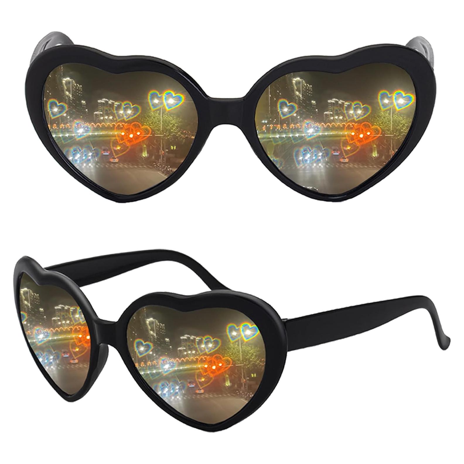 Gafas de Sol Corazón Difracción UV400 para Fiesta Rave