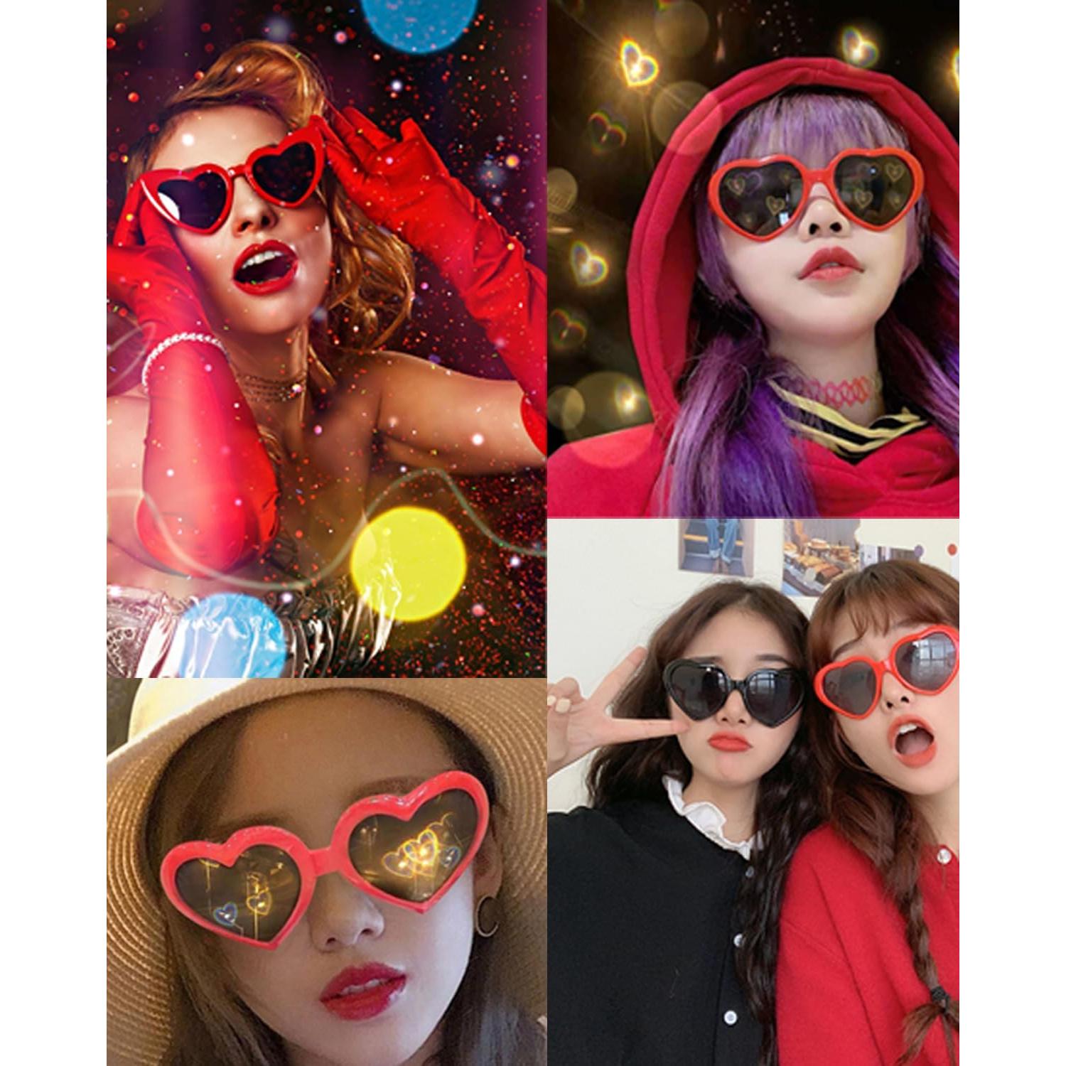 Gafas de Sol Corazón Difracción UV400 para Fiesta Rave