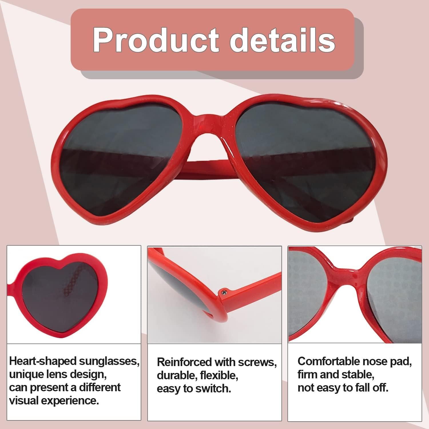 Paquete de 2 Gafas de Sol Corazón Auhanth - UV 100% - Negro y Rojo