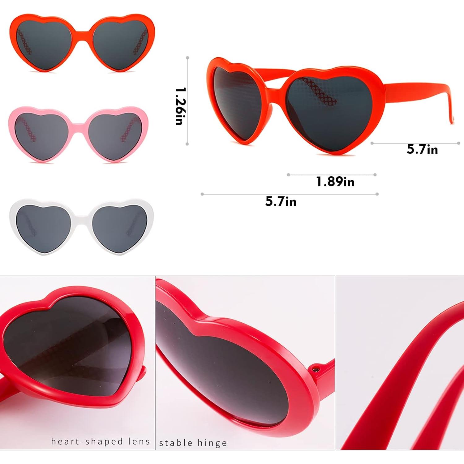 3 Pares de Gafas de Amor con Efecto Corazón - Fiesta Rave