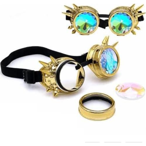 Gafas de Kaleidoscopio Steampunk Rave Prisma Arcoíris
