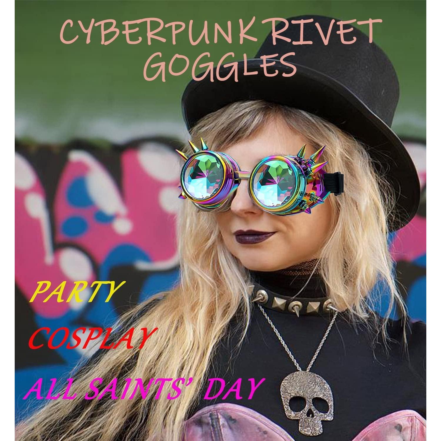 Gafas de Kaleidoscopio Steampunk Rave Prisma Arcoíris