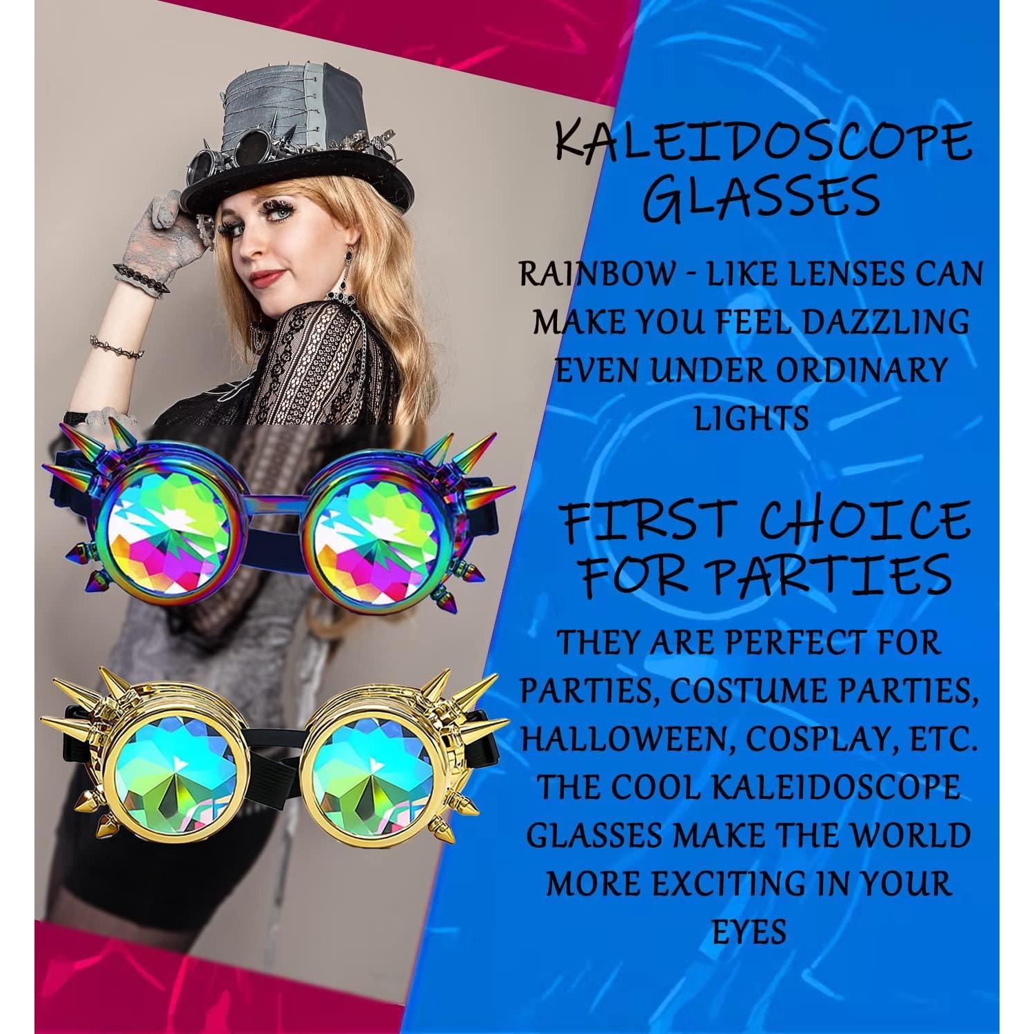 Gafas de Kaleidoscopio Steampunk Rave Prisma Arcoíris