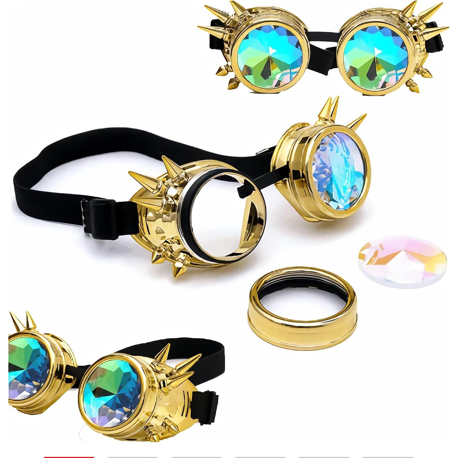 Gafas de Kaleidoscopio Steampunk Rave Prisma Arcoíris