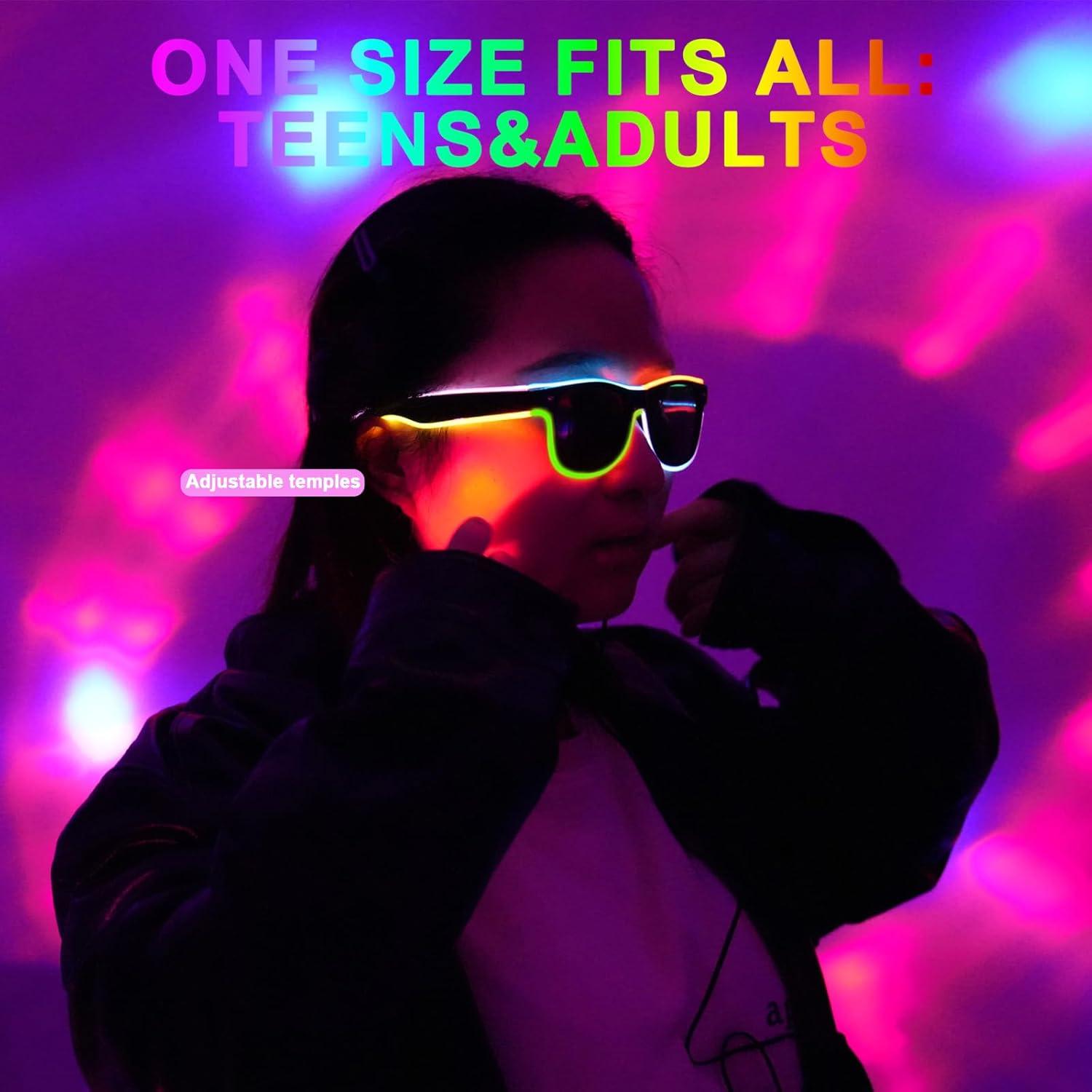 Paquete de 5 Gafas LED Neón Iluminadas - Suministros de Fiesta