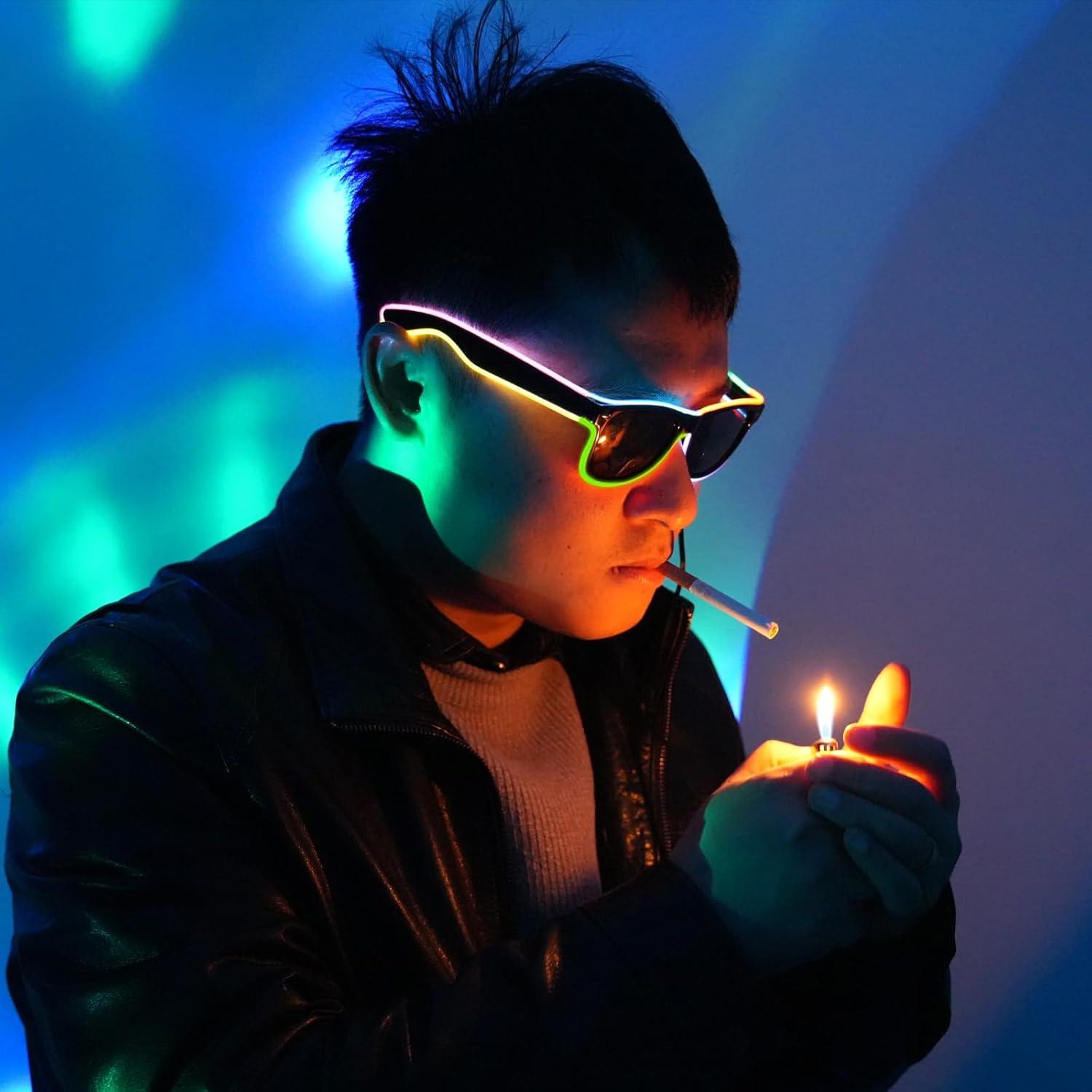 Paquete de 5 Gafas LED Neón Iluminadas - Suministros de Fiesta