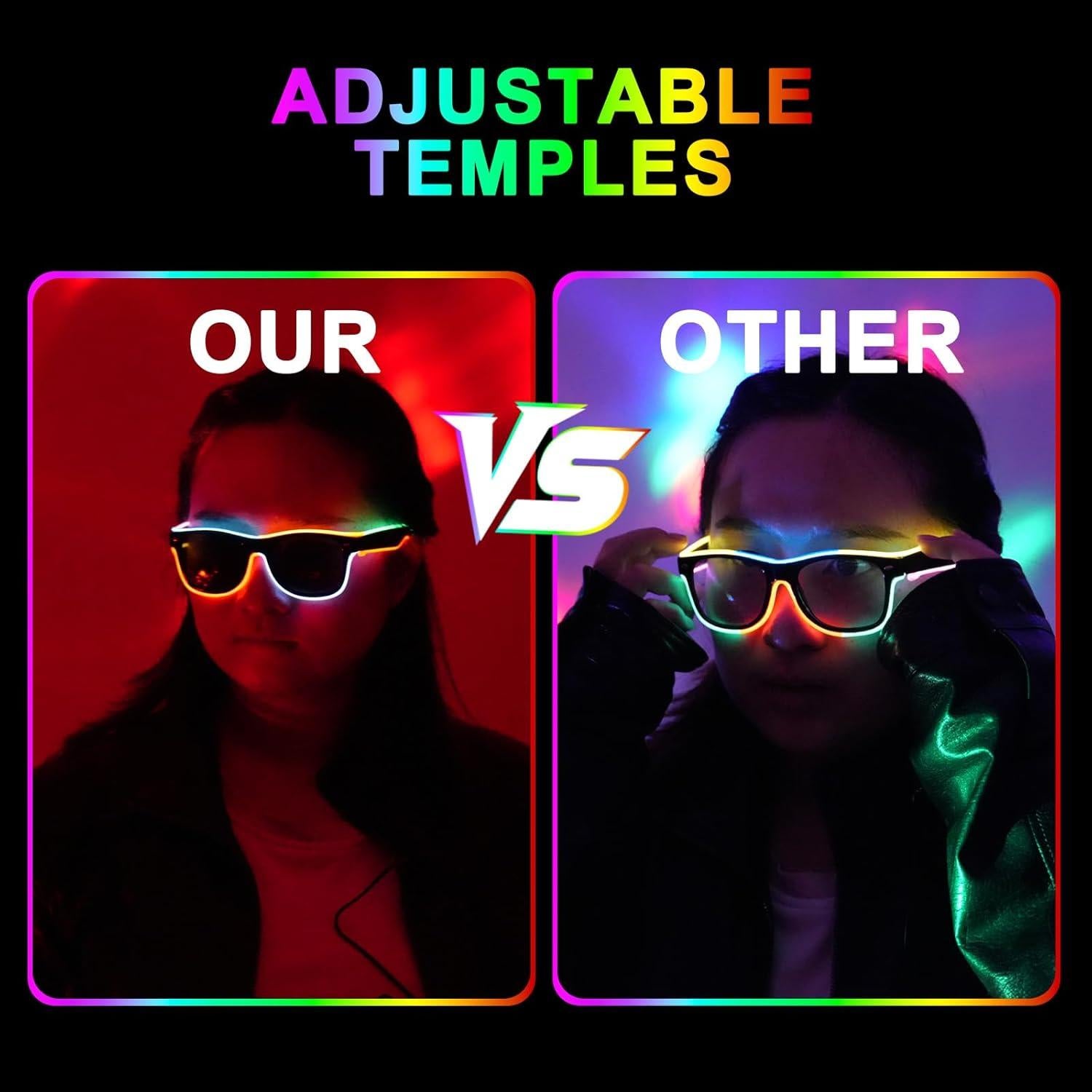 Paquete de 5 Gafas LED Neón Iluminadas - Suministros de Fiesta