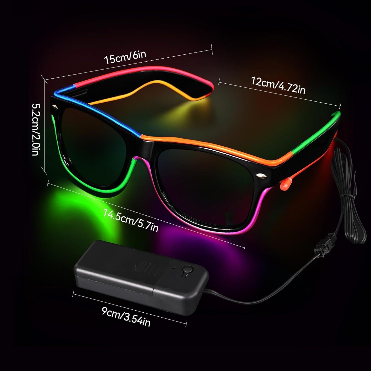 Paquete de 5 Gafas LED Neón Iluminadas - Suministros de Fiesta