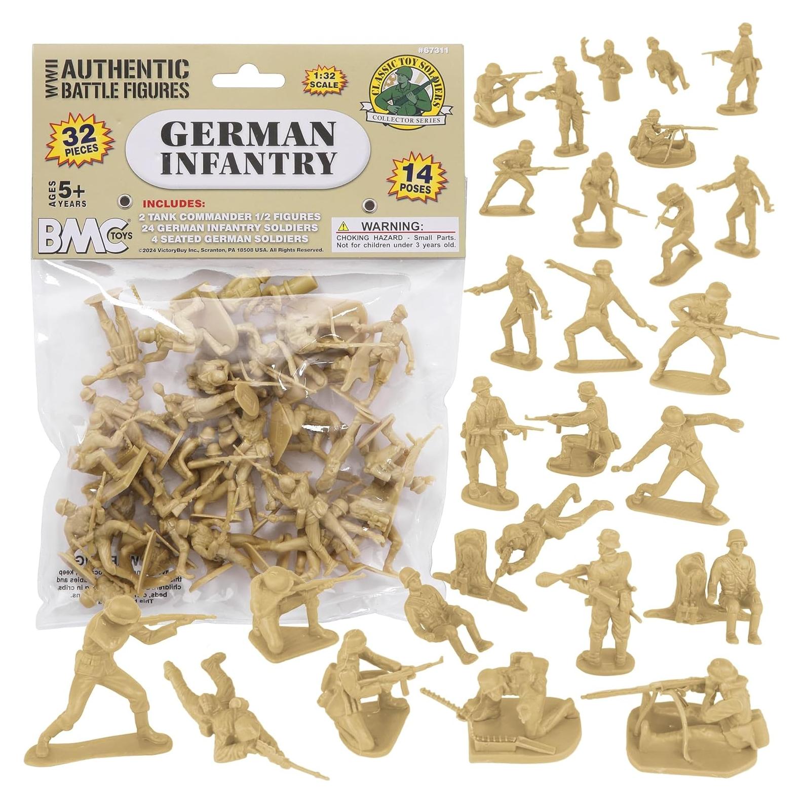 Figuras de Soldados de Plástico BMC Infantería Alemana WW2 - 32pc