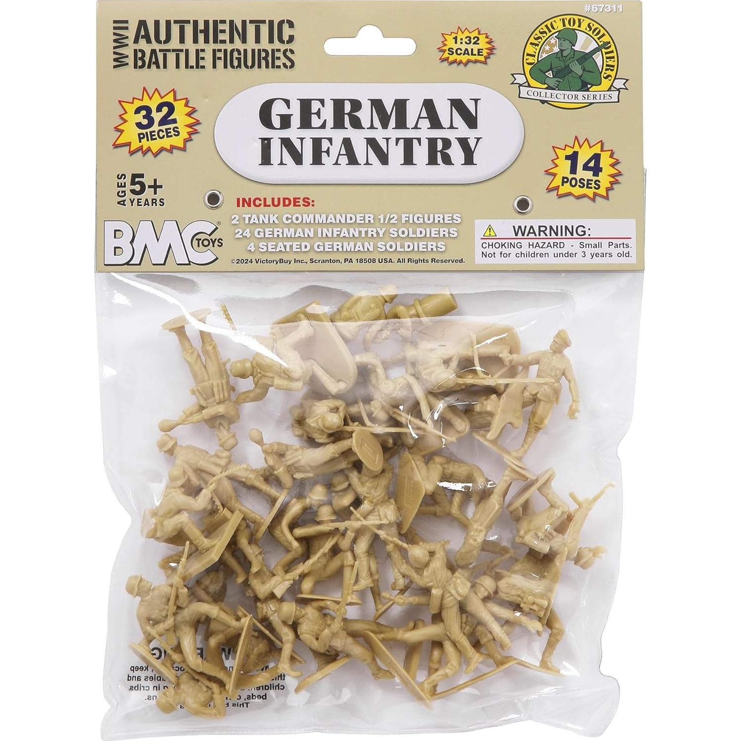 Figuras de Soldados de Plástico BMC Infantería Alemana WW2 - 32pc