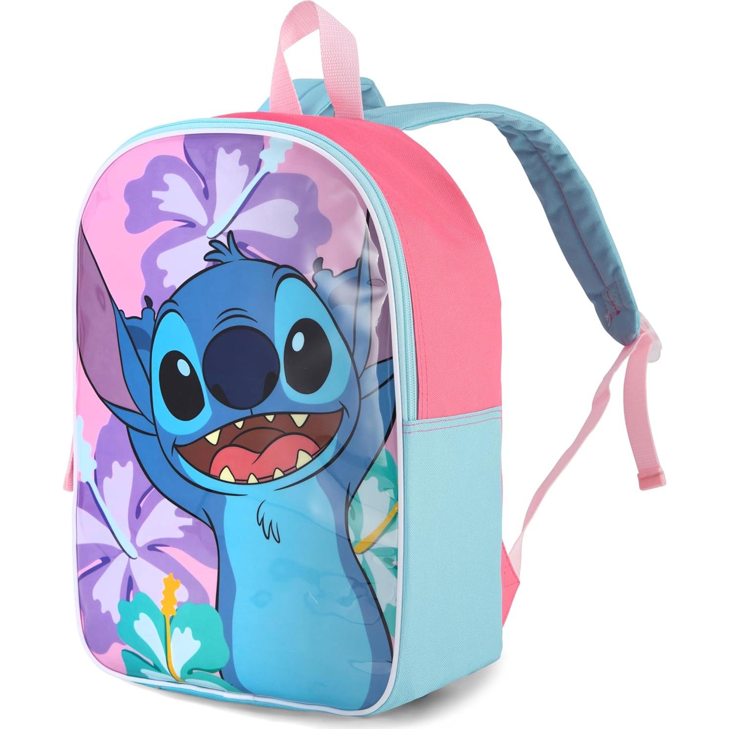 Mochila Lilo y Stitch Rosa para Niñas 38.1 cm con Correas Acolchadas
