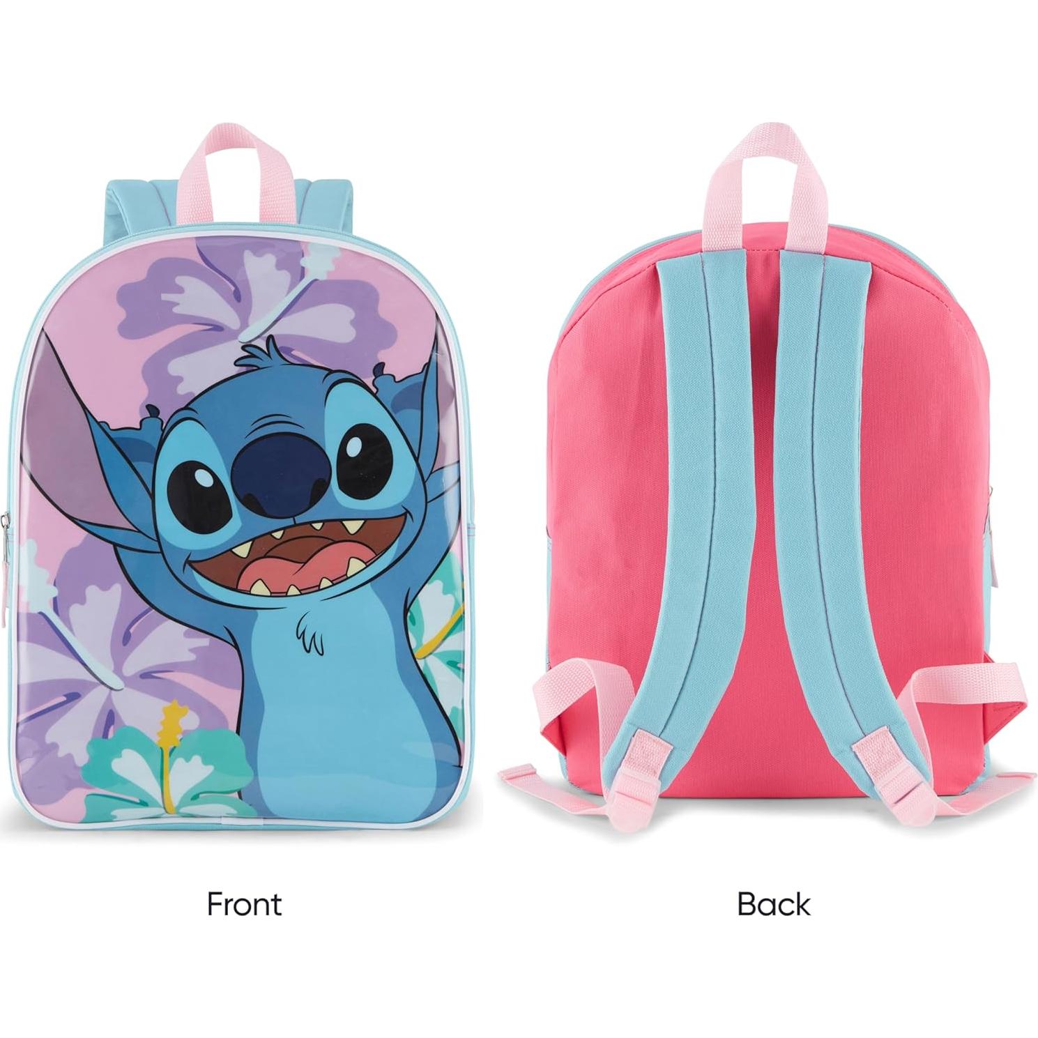 Mochila Lilo y Stitch Rosa para Niñas 38.1 cm con Correas Acolchadas