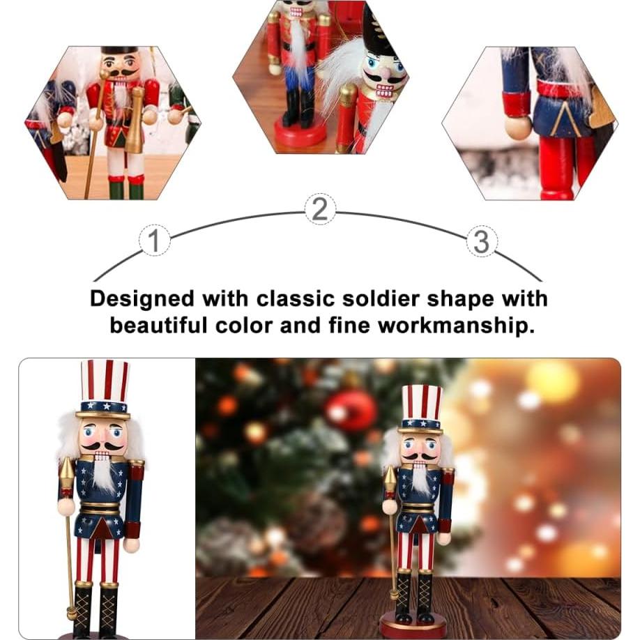 Adorno Navideño Cascanueces de Madera PRETYZOOM 25 cm