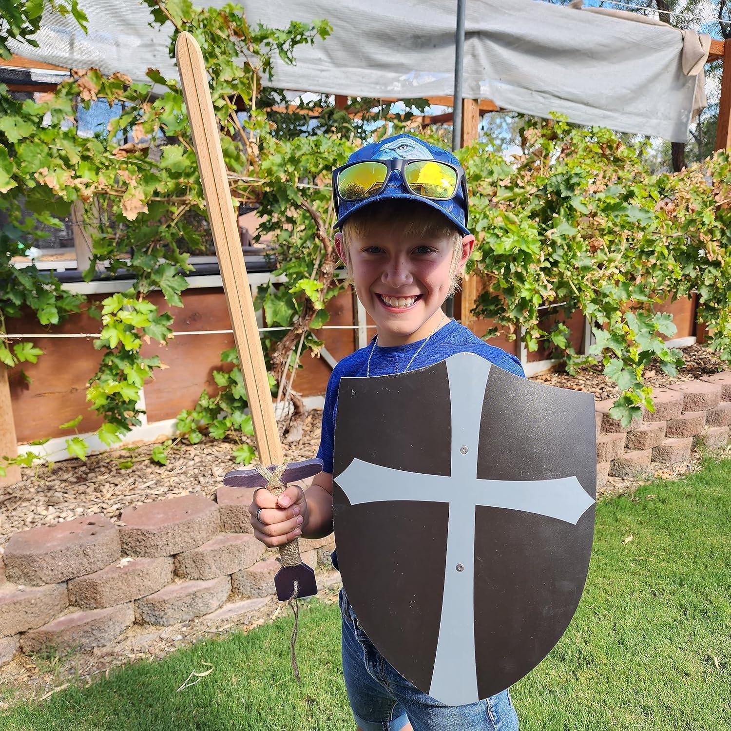 Conjunto de 2 Escudos de Madera Hechos a Mano para Niños