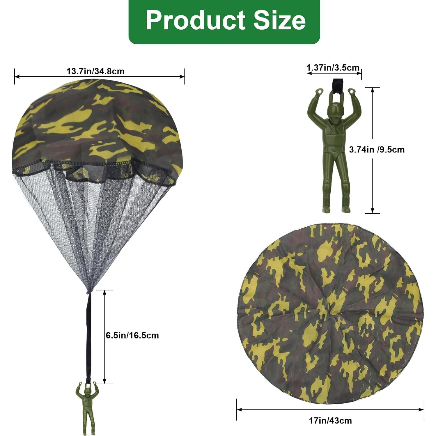 10 Juguetes Paracaídas Camuflados Catcan 43 cm para Lanzar