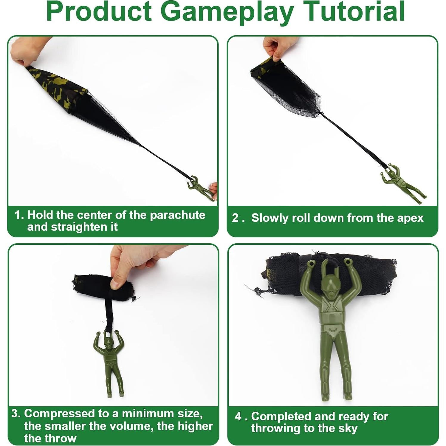 10 Juguetes Paracaídas Camuflados Catcan 43 cm para Lanzar