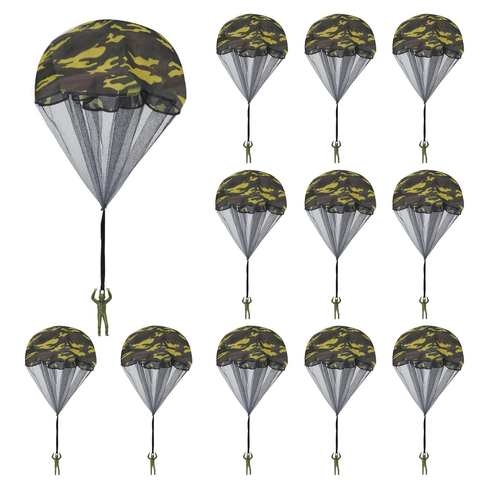 12 Juguetes Paracaídas Camuflaje Catcan 43 cm para Niños y Adultos