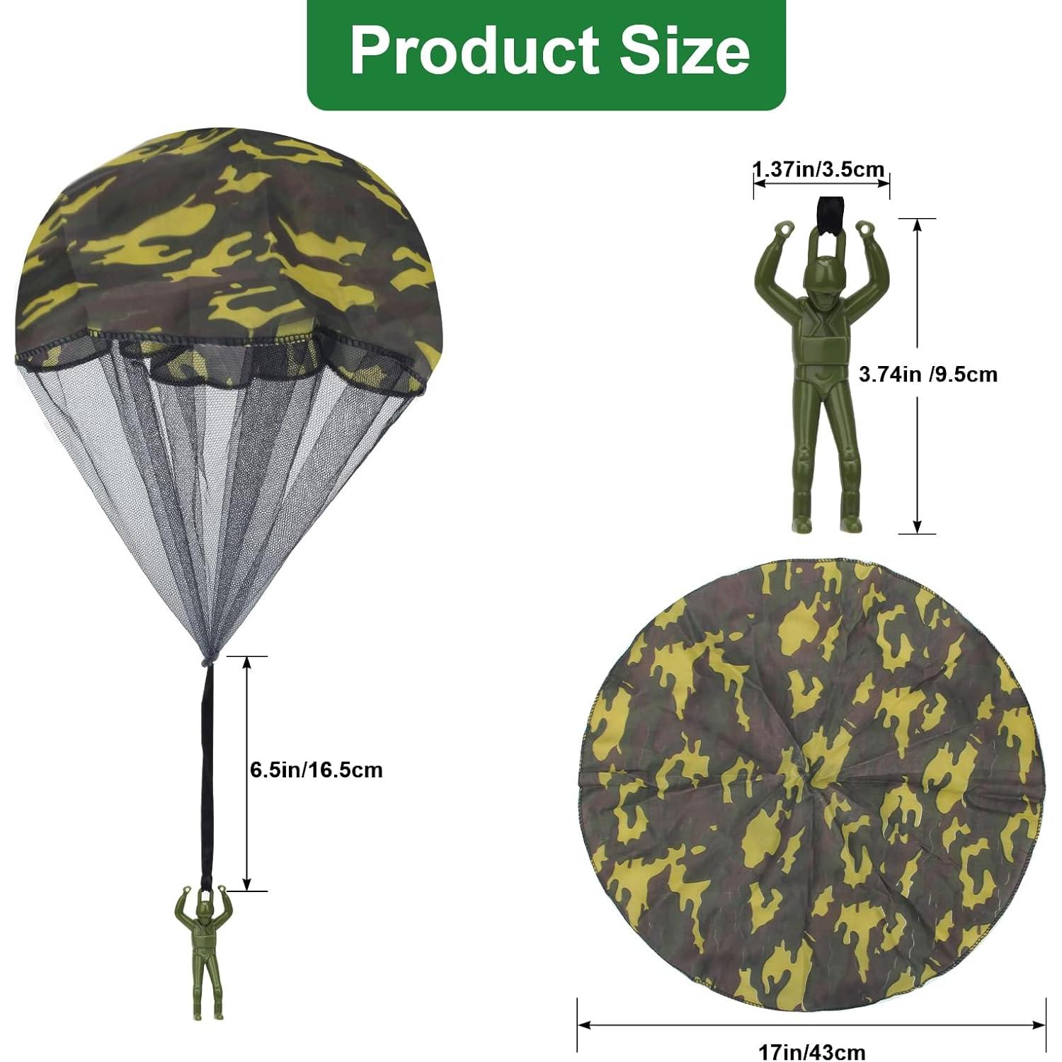 12 Juguetes Paracaídas Camuflaje Catcan 43 cm para Niños y Adultos