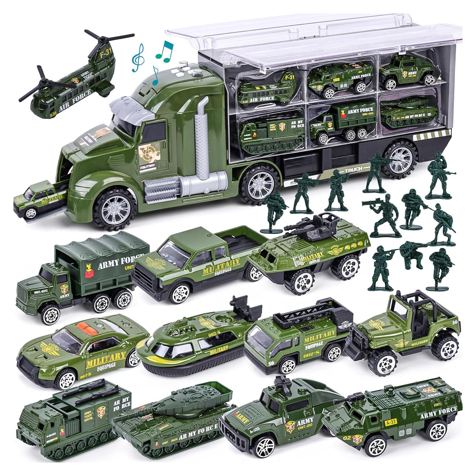 Juguete Militar 25 en 1 LOVESTOWN - Camión Verde con Sonido