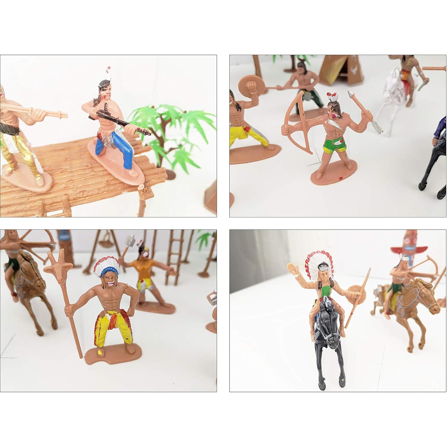 21 Piezas Juguete Figuras Indias HAPTIME con Caballos y Tótem