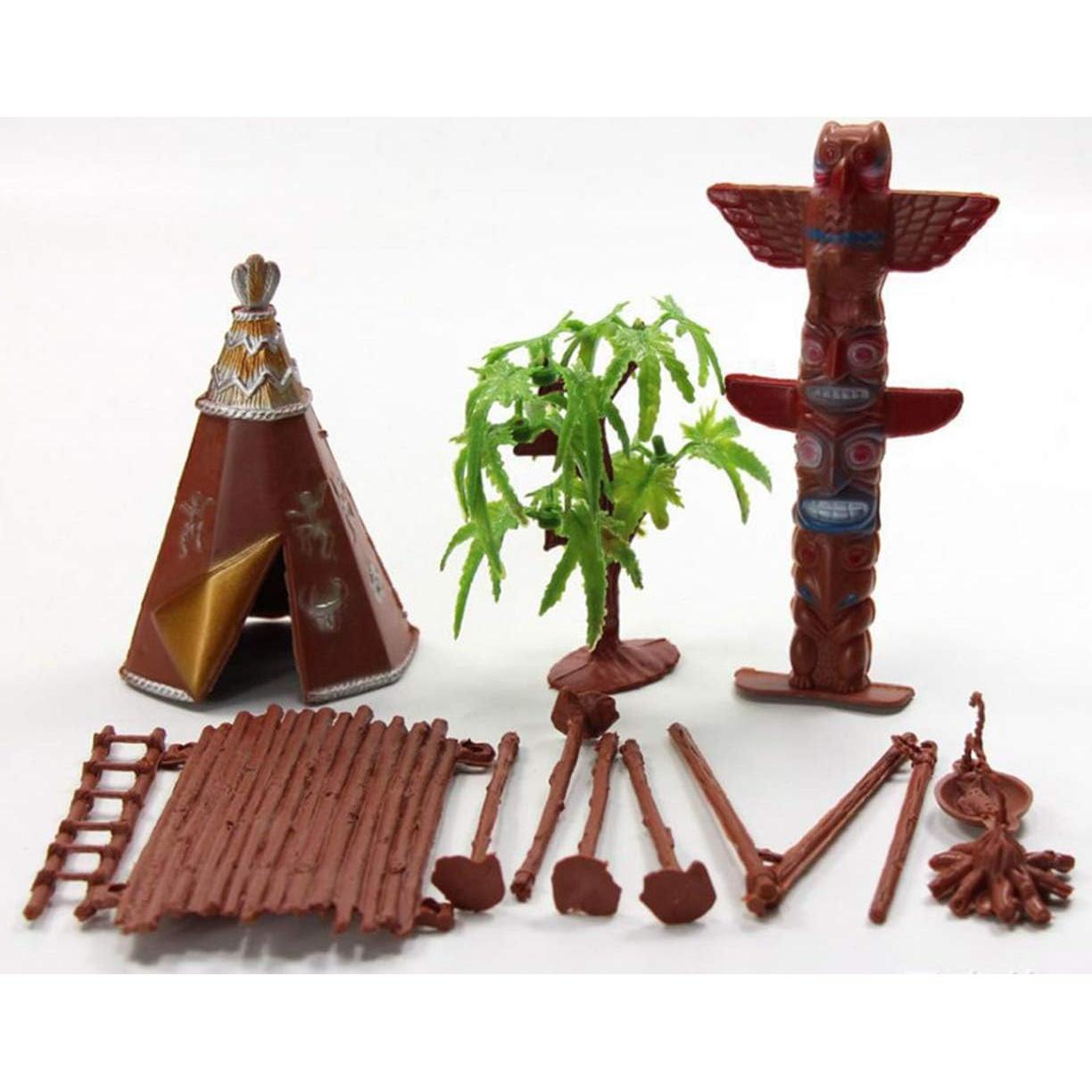 21 Piezas Juguete Figuras Indias HAPTIME con Caballos y Tótem