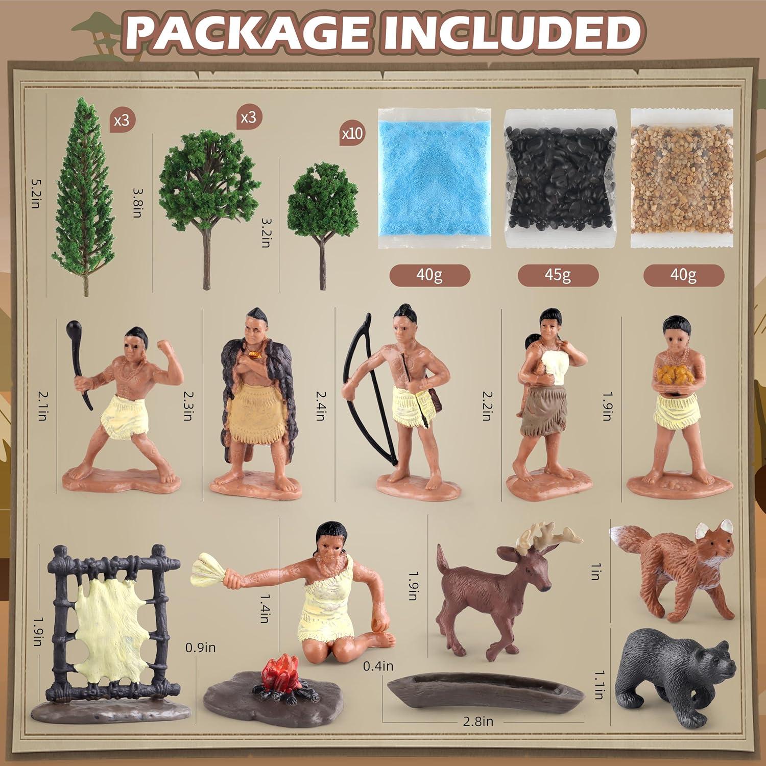 Conjunto de Figuras Nativos Americanos Powhatan Wookidel 12 Piezas