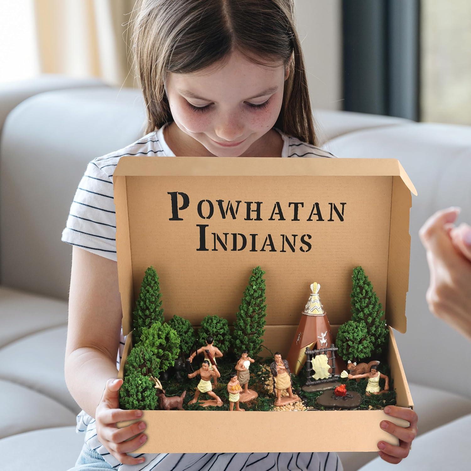 Conjunto de Figuras Nativos Americanos Powhatan Wookidel 12 Piezas