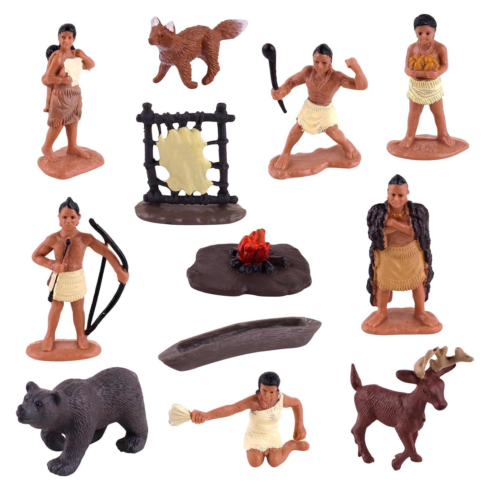 Conjunto de Figuras Nativas Americanas 12 Pcs - Juguetes Educativos