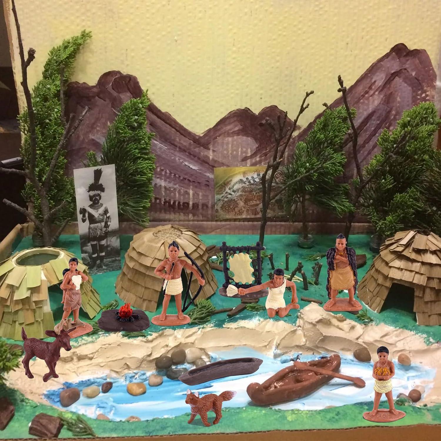 Conjunto de Figuras Nativas Americanas 12 Pcs - Juguetes Educativos