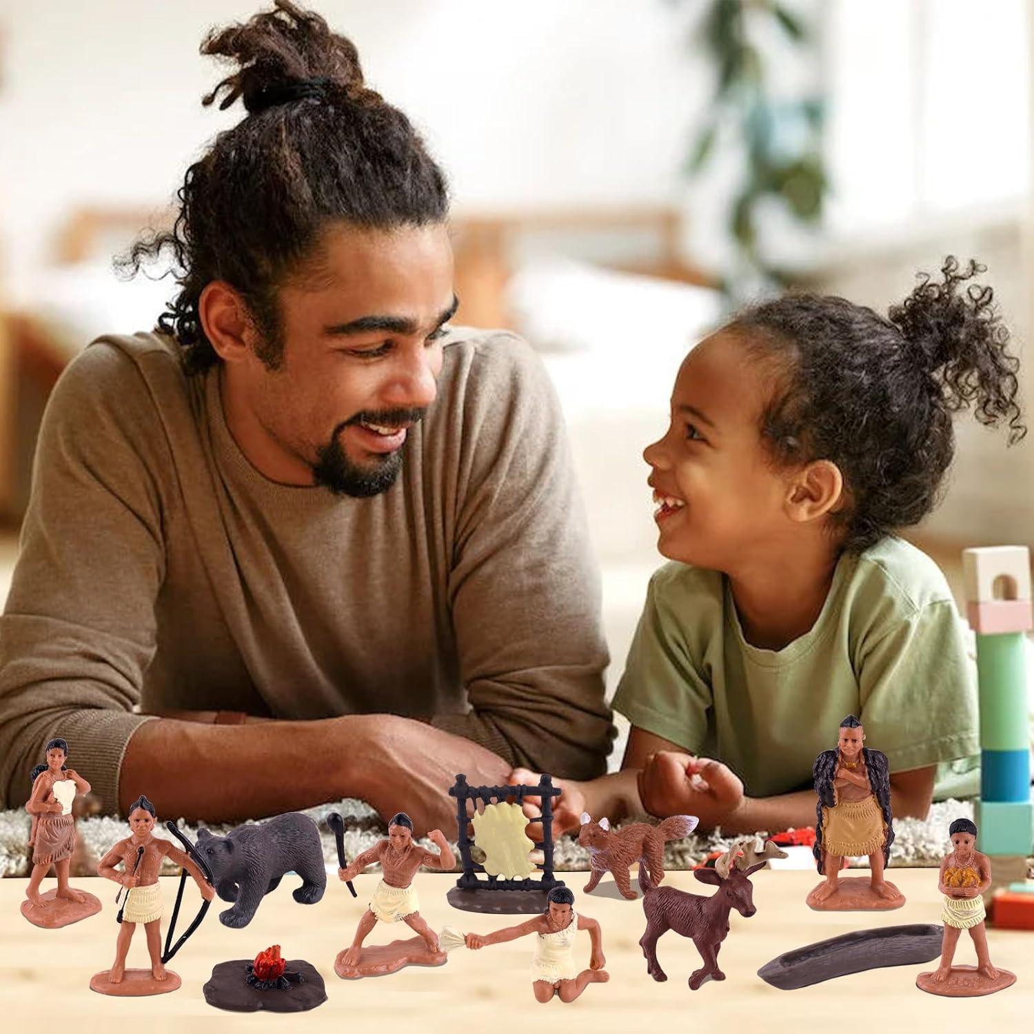 Conjunto de Figuras Nativas Americanas 12 Pcs - Juguetes Educativos