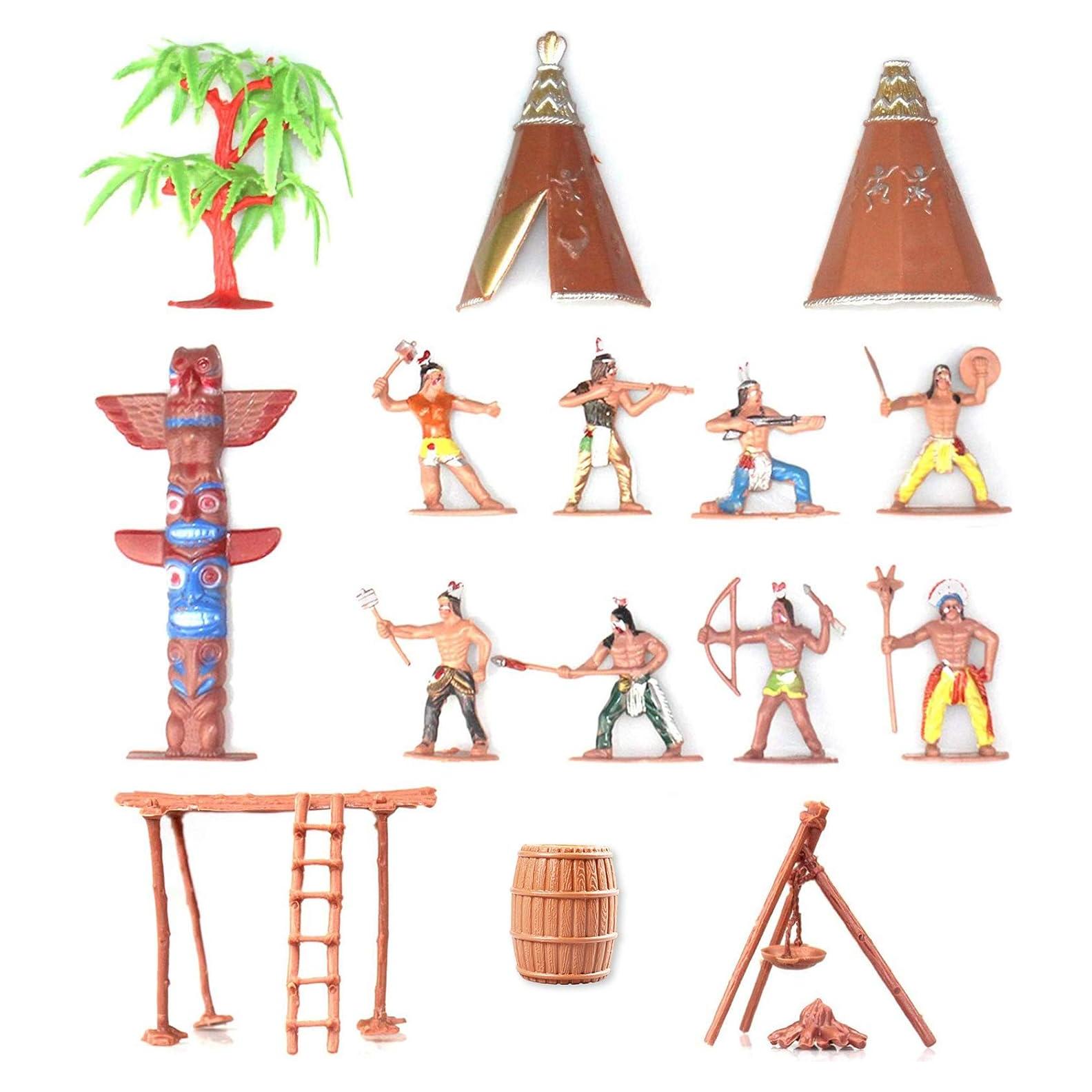 Figuras de Indios Americanos Nativos FUNSHOWCASE - Paquete de 15 Miniaturas