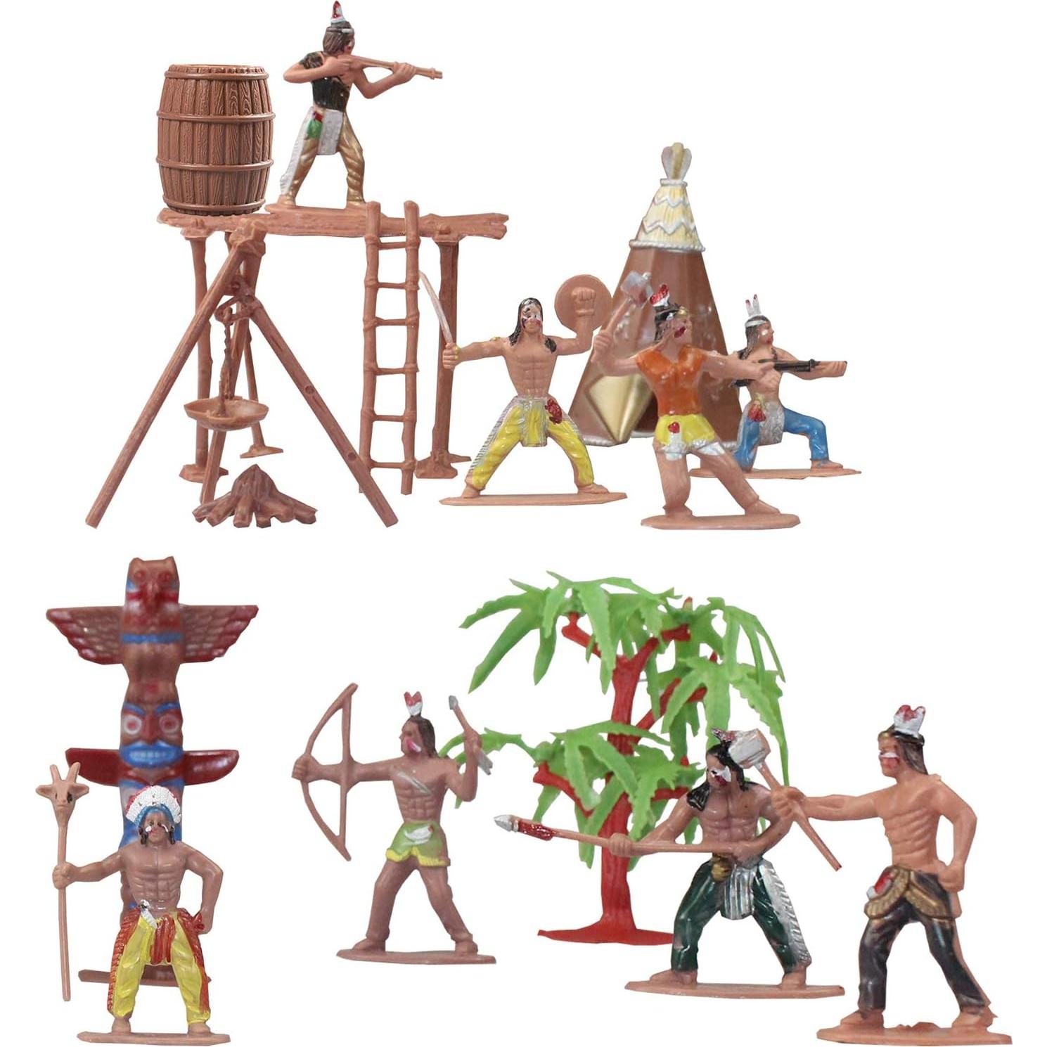 Figuras de Indios Americanos Nativos FUNSHOWCASE - Paquete de 15 Miniaturas