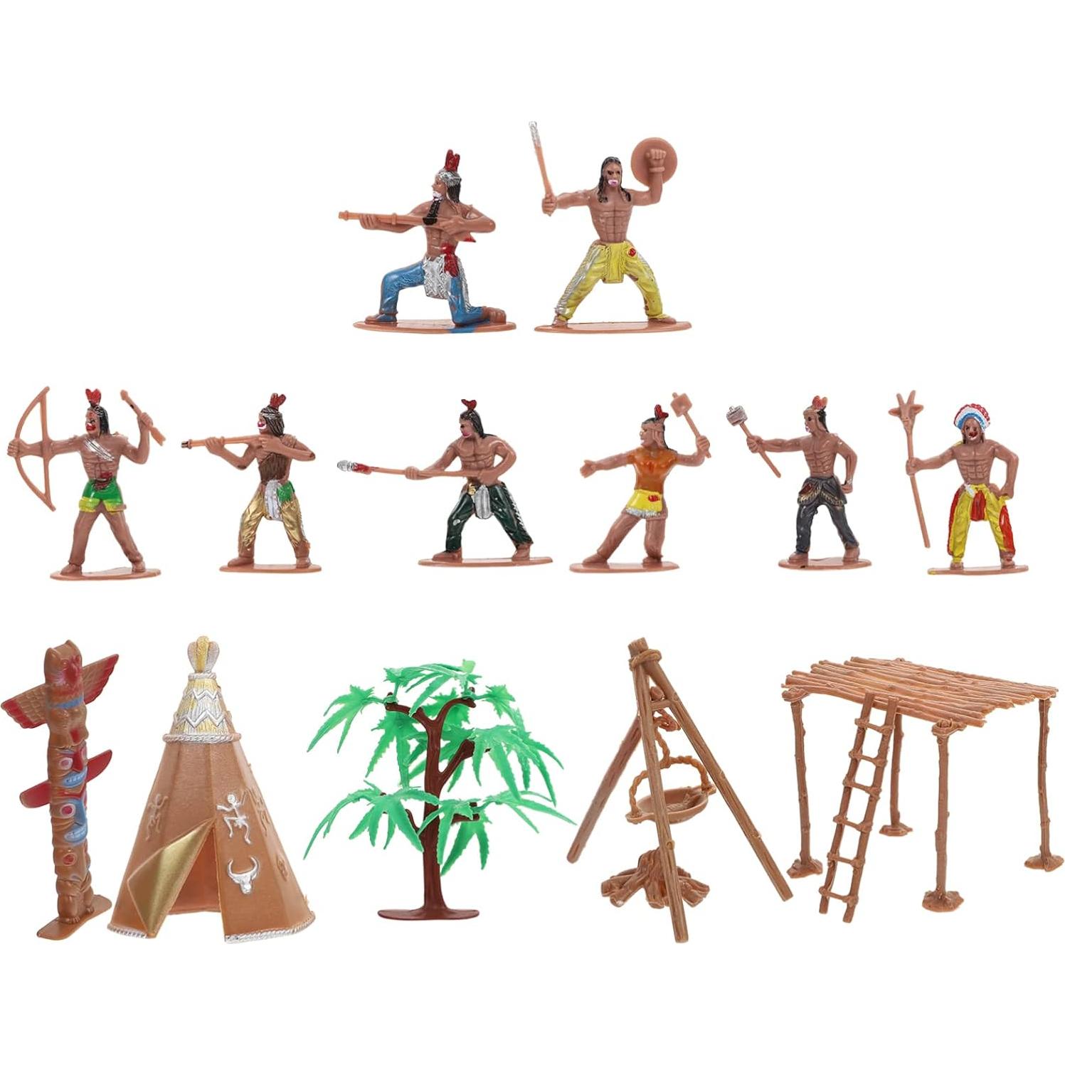 Juego de figuras indias de plástico NUOBESTY - 10.5 cm