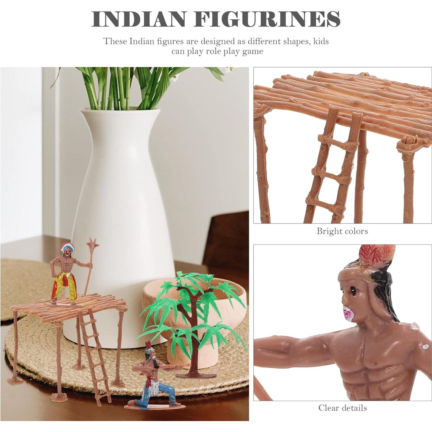 Juego de figuras indias de plástico NUOBESTY - 10.5 cm