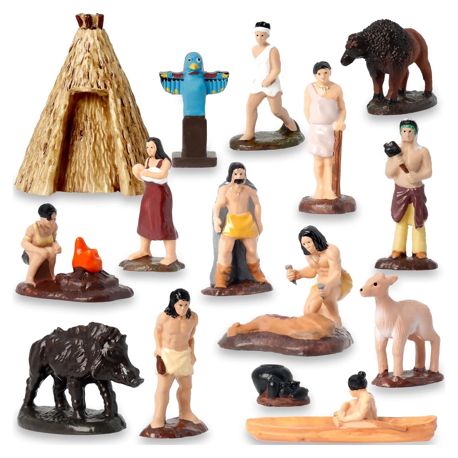 Set de 15 Figuras Nativas Americanas Hiawbon con Accesorios