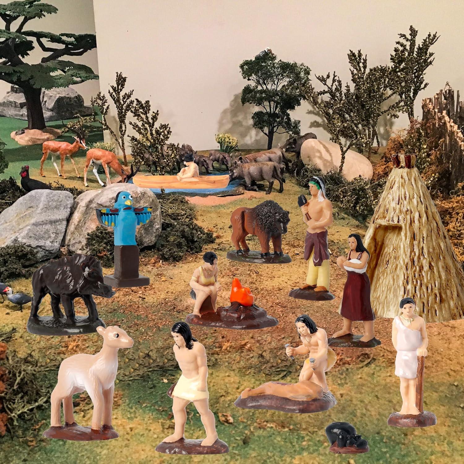 Set de 15 Figuras Nativas Americanas Hiawbon con Accesorios