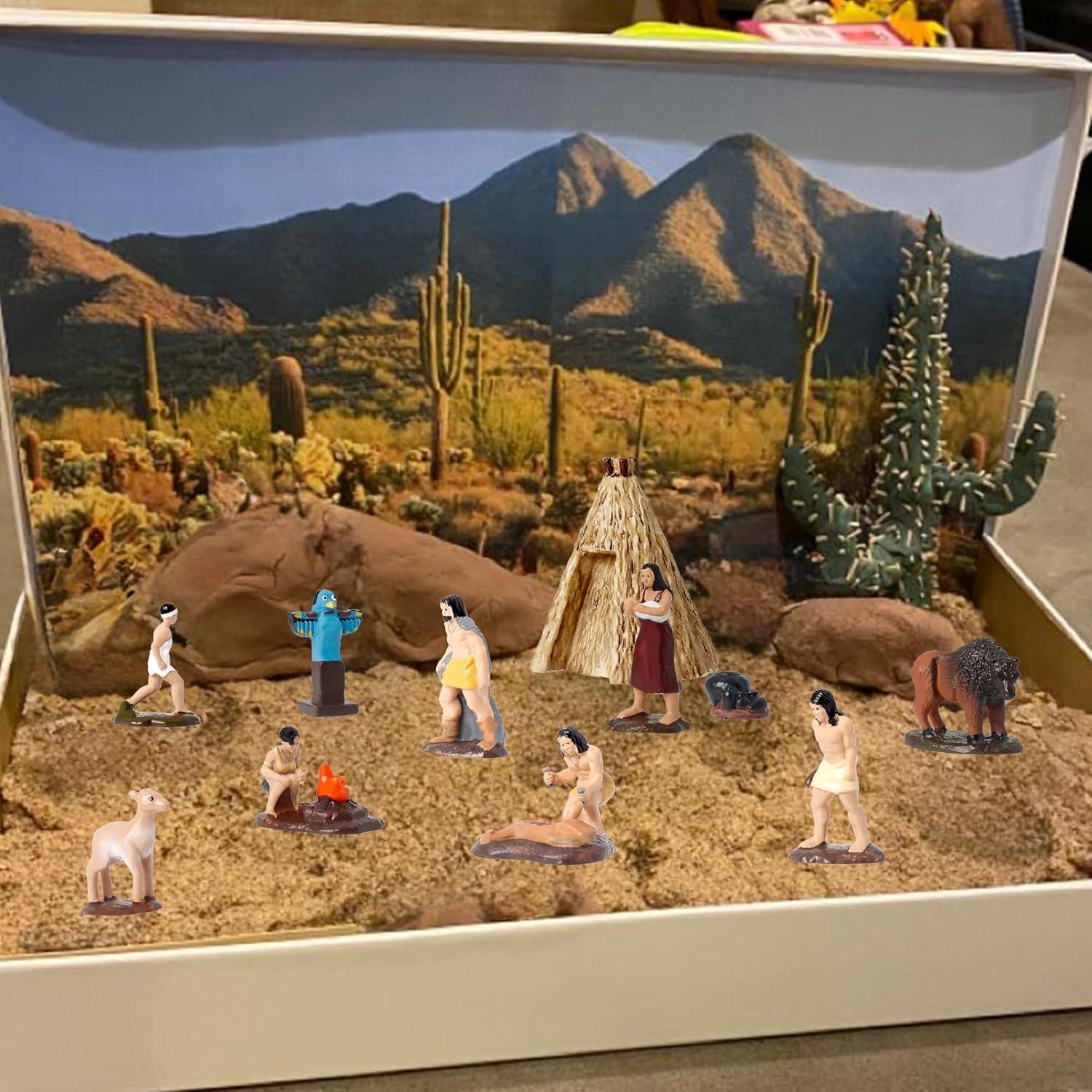 Set de 15 Figuras Nativas Americanas Hiawbon con Accesorios