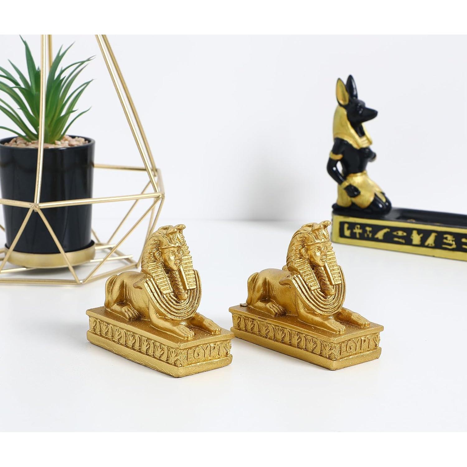Estatua Sphinx Egipcia Kisangel 2 Piezas Decoración 6.5x5.5 cm