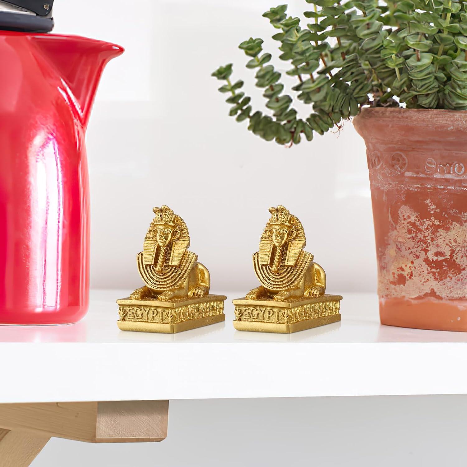 Estatua Sphinx Egipcia Kisangel 2 Piezas Decoración 6.5x5.5 cm